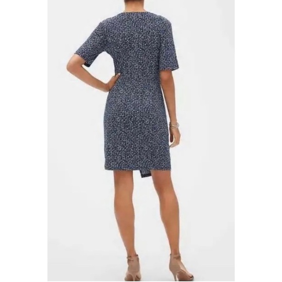 NWT Banana Republic Blue and White Asymmetrical Ruched Mini Dress - Picture 2 of 13